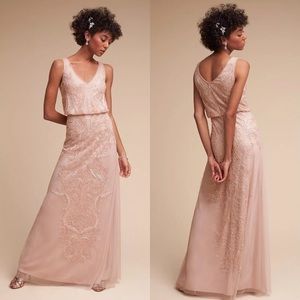 Adrianna Papell BHLDN Aubrey dress blush Sz 0